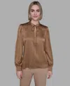 Karl Lagerfeld Women's Tie Neck Top In Brown