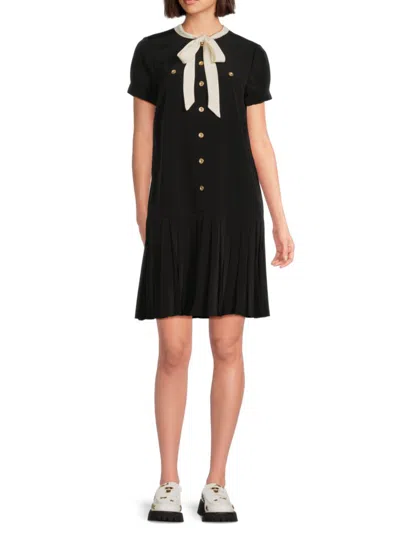 KARL LAGERFELD WOMEN'S TIENECK CREPE A-LINE MINIDRESS