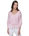 Karl Lagerfeld Women's Tiered-sleeve Peplum Top In Parfait