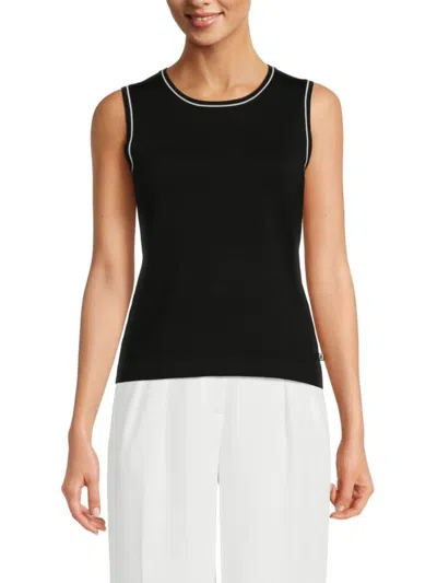 Karl Lagerfeld Women's Tipped Knit Cami Top In Black