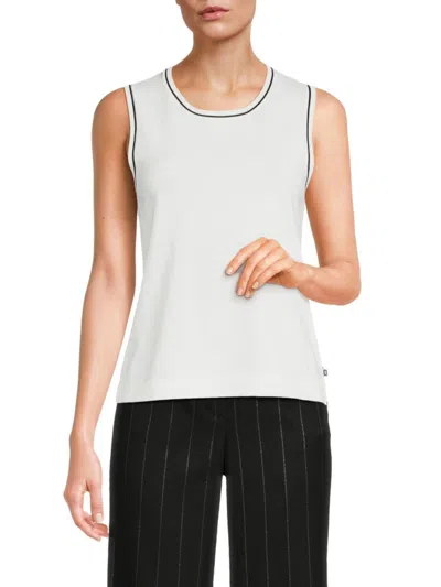 Karl Lagerfeld Women's Tipped Knit Tank Top In White