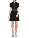 Karl Lagerfeld Women's Tipped Mini A-line Dress In Black Soft White