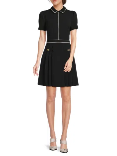 KARL LAGERFELD WOMEN'S TIPPED MINI A-LINE DRESS