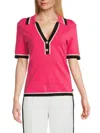 Shop Karl Lagerfeld Women's Tipped Polo In Berry