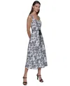 Karl Lagerfeld Square Neck Fit And Flare Dress In Sft Wt,bk