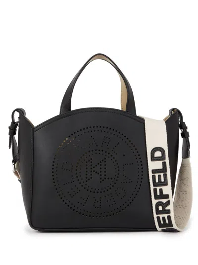 Karl Lagerfeld Women's Tote S Perforated Circle Logo In Black