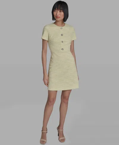 Karl Lagerfeld Women's Tweed Crewneck Short-sleeve Sheath Dress In Neutral