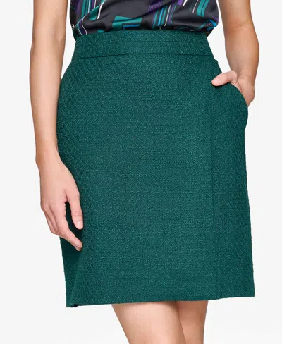 Karl Lagerfeld Women's Tweed Mini Apron Skirt In Green