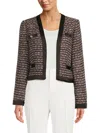 Karl Lagerfeld Women's Tweed Open Front Cardigan In Black Multi
