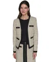 Karl Lagerfeld Women's Tweed Open-front Framed Jacket In Neutral