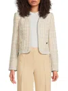 Shop Karl Lagerfeld Women's Tweed Open Front Jacket In Beige