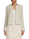 Karl Lagerfeld Women's Tweed Open Front Jacket In Soft White Multi