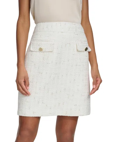 Karl Lagerfeld Women's Tweed Pencil Skirt In Soft White Multi