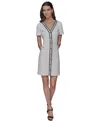 Shop Karl Lagerfeld Women's Tweed Rope-trim Dress In Soft White
