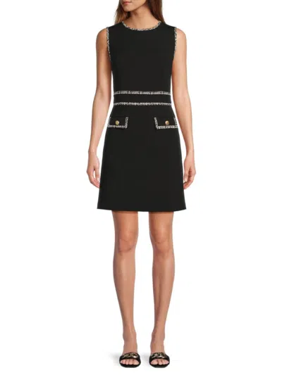 Karl Lagerfeld Women's Tweed-trim Scuba Crepe A-line Dress In Multi