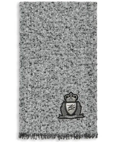 Karl Lagerfeld Women's Tweed Woven Scarf In White