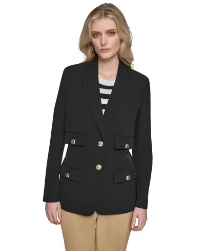 Karl Lagerfeld Women's Two-button Notched-collar Blazer In Black