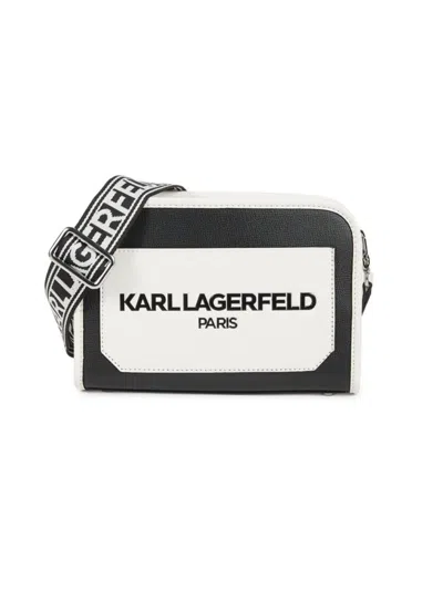 Karl Lagerfeld Women's Two Tone Logo Crossbody Bag In Black White