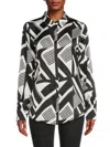 Karl Lagerfeld Women's Two Tone Point Collar Shirt In Soft White Black