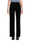 Karl Lagerfeld Women's Velvet Rhinestone-button Pants In Black