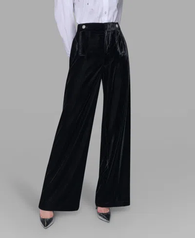 KARL LAGERFELD WOMEN'S VELVET WIDE LEG STRAIGHT PANTS