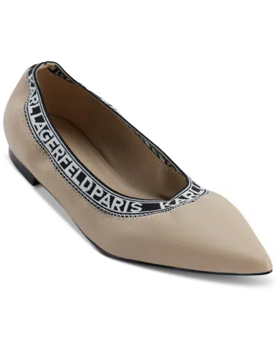 Karl Lagerfeld Women's Vinette Pointed-toe Ballet Flats In Dusty Nude