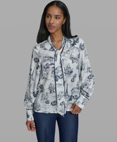 Karl Lagerfeld Women's V-neck Blouse In Blue