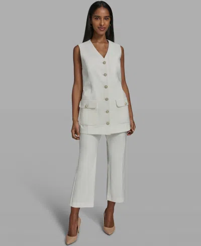 Karl Lagerfeld Women's V-neck Woven Vest In White