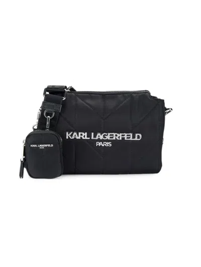 Karl Lagerfeld Women's Voyage Logo Quilted Crossbody Bag In Burgundy