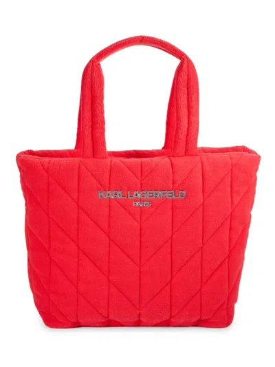 Karl Lagerfeld Women's Voyage Logo Quilted Tote In Red