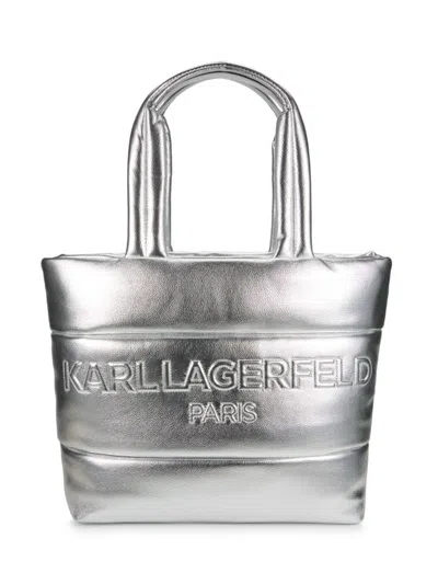 Karl Lagerfeld Women's Voyage Metallic Tote Bag In Silver