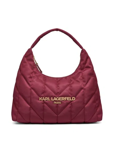 Karl Lagerfeld Women's Voyage Quilted Nylon Hobo Bag In Burgundy