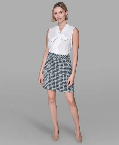 Karl Lagerfeld Women's Weave Print Mini Skirt In White