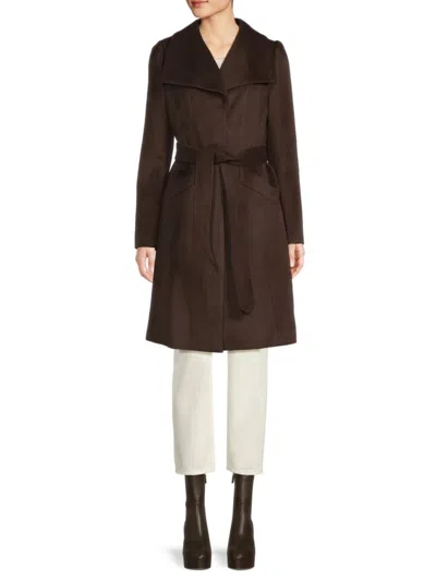 Karl Lagerfeld Women's Wide Collar Wool Coat In Brown