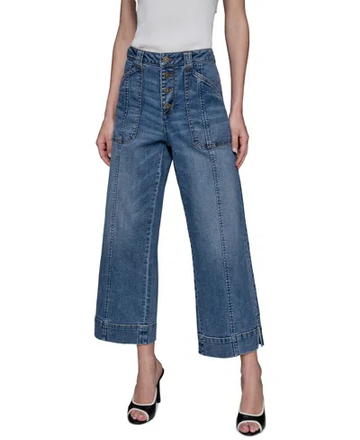 Karl Lagerfeld Women's Wide-leg Cropped Denim Jeans