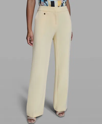 Karl Lagerfeld Women's Wide Leg Mid-rise Pants In White