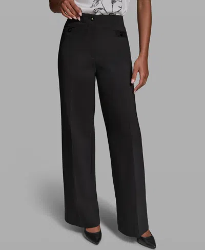 Karl Lagerfeld Women's Wide-leg Full Length Pants In Black