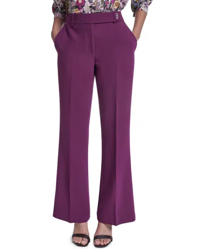Karl Lagerfeld Plus Size Wide Leg Mid-rise Woven Pants In Purple