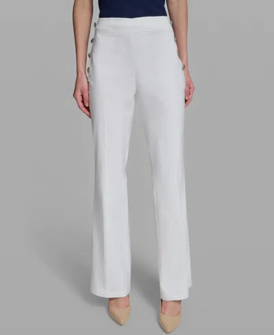 Karl Lagerfeld Women's Wide-leg Mid-rise Sailor Pants In White