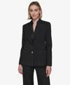 Karl Lagerfeld Women's Windowpane Two-button Blazer In Blk,sft Wt