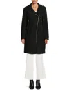 Karl Lagerfeld Paris Long Wool Blend Moto Jacket In Black