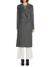 Karl Lagerfeld Wool Blend Double Breasted Coat In Medium Grey