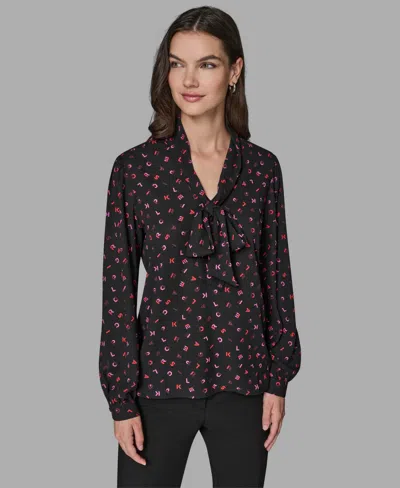Karl Lagerfeld Women's Woven Long Sleeve Top In Black