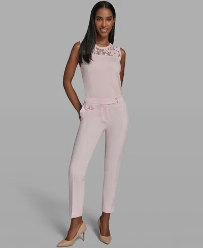Karl Lagerfeld Women's Woven Straight Pants In Pink