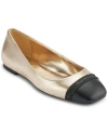 Karl Lagerfeld Paris Zofia Cap Toe Ballet Flat In White Gold,black