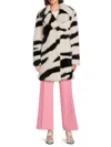Karl Lagerfeld Paris Oversize Zebra Print Faux Fur Jacket In White