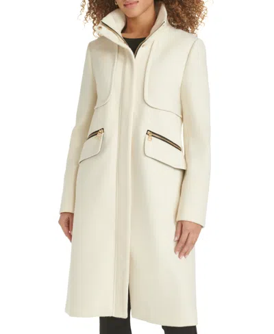 Karl Lagerfeld Women's Zip-front Boucle Coat, Created For Macy's In White