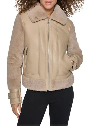 Karl Lagerfeld Zip Front Jacket In Brown