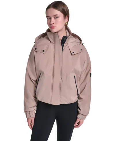 Karl Lagerfeld Women's Zip Up Active Bomber Jacket In Beige