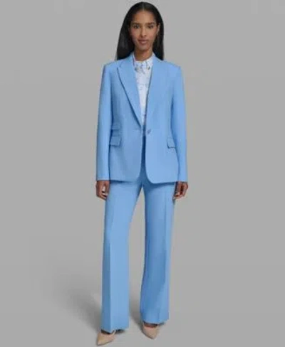 Karl Lagerfeld Womens 1 Button Blazer Collared Sleeveless Blouse Flare Front Zipper Pants In Garden Green